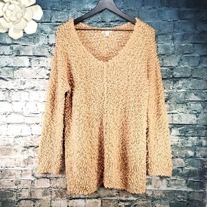 5/$30 🎀 Versona | Gypsy Boho Balletcore Tan Open Knit Soft Popover Sweater